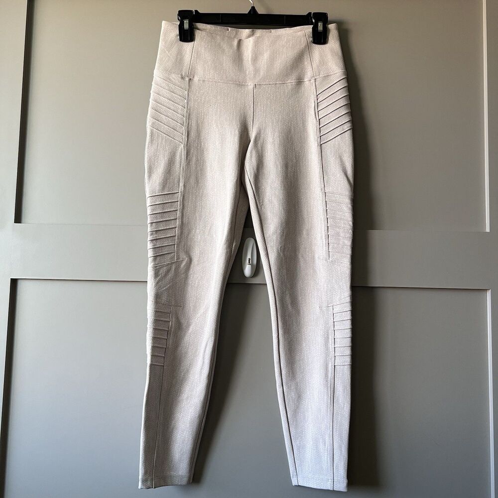 Athleta Delancey Texturized Moto Tight Leggings Women Medium Ankle Zip Grey